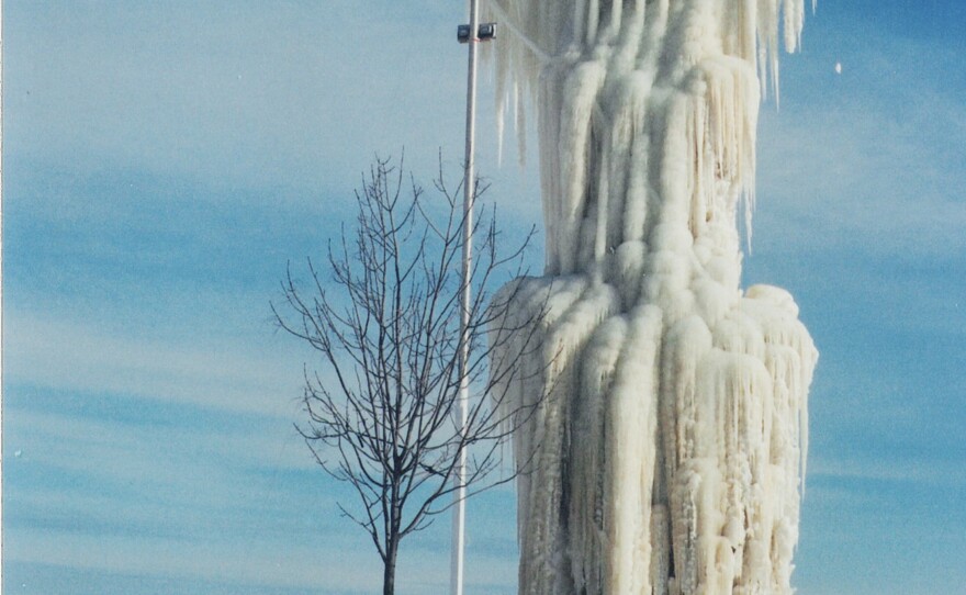 Roger Hanson's original ice sculpture towered over Barker's Island in Superior, Wis., at over 60 feet tall. It was built from the ground up using a robotic sprayer mounted on a tower.