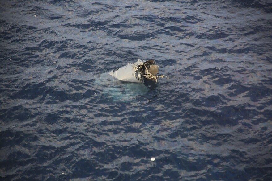 FILE - In this photo provided by Japan Coast Guard, debris believed to be from a U.S. military Osprey aircraft is seen off the coast of Yakushima Island in Kagoshima Prefecture in Japan, Nov. 29, 2023.