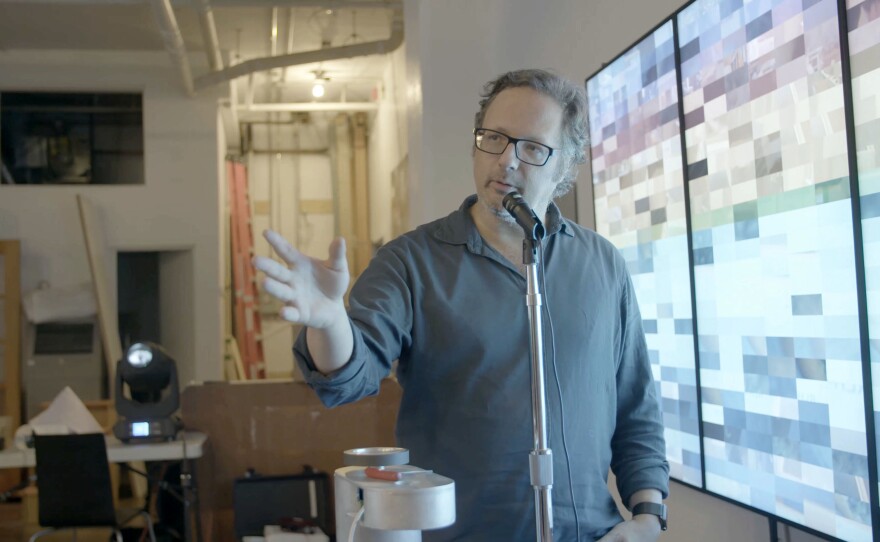 Rafael Lozano-Hemmer in his Montreal studio. Production still from the Art21 television series ART IN THE TWENTY-FIRST CENTURY Season 10, 2020.