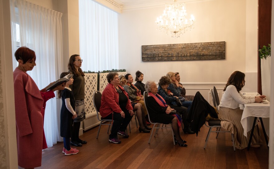 Ukrainian immigrants fleeing war sing with the local Jewish community in Brussels, Belgium at their Passover Seder.