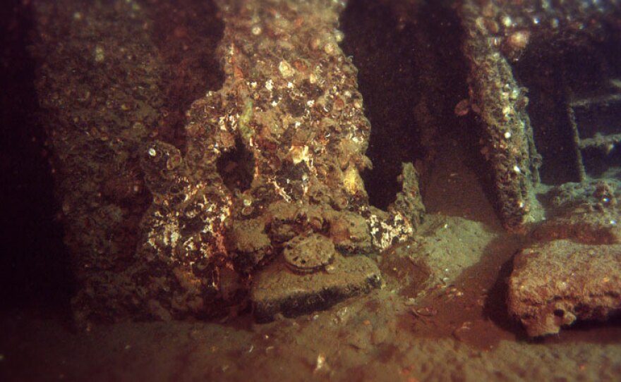 A preserved phone on the USS Arizona.