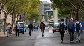Students walk through campus at UC San Diego on Sept. 22, 2025.