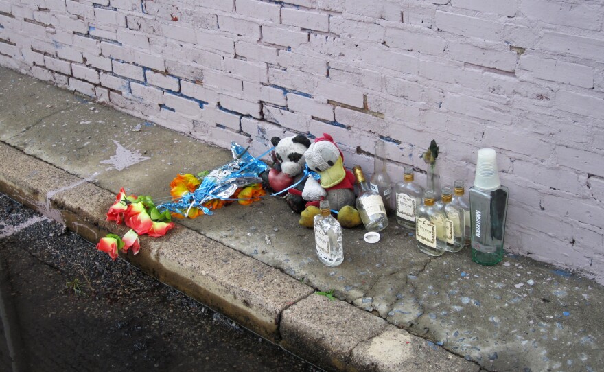 Memorials to shooting victims can be seen throughout Camden on front porches, at the side of houses and on empty lots.