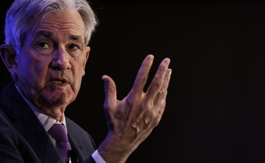 Federal Reserve Chair Jerome Powell speaks during a luncheon at the 2022 NABE Economic Policy Conference at the Ritz-Carlton in Washington, D.C., on March 21