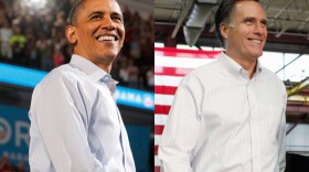 Mashup of images: President Barack Obama, 2012/ Former Massachusetts Gov. Mitt Romney, 2012. 