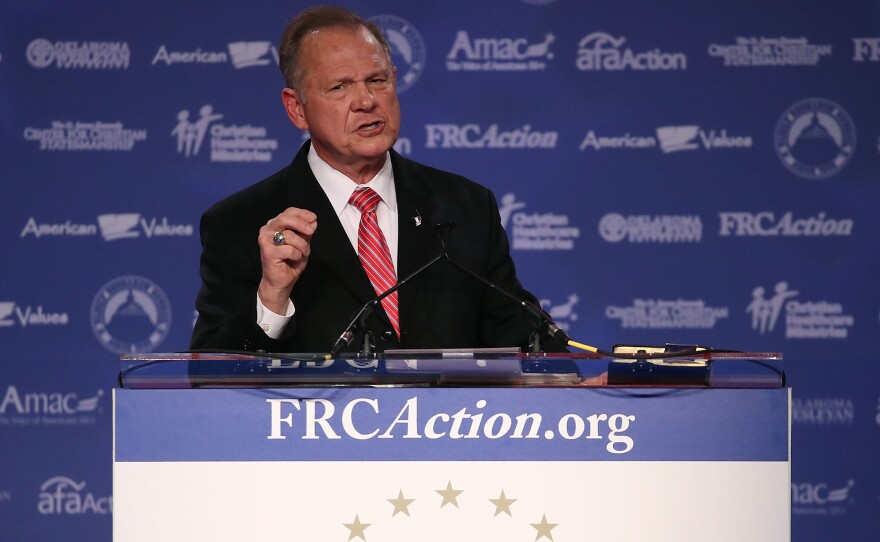 Roy Moore, GOP Senate candidate and former Alabama chief justice, speaks during the annual Family Research Council's Values Voter Summit in Washington, D.C., on Oct. 13.