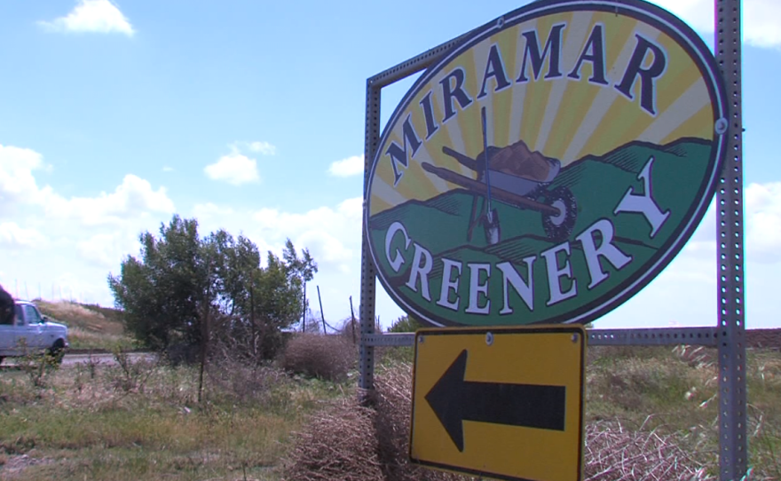 A sign points to the Miramar Landfill Greenery, March 29, 2016.