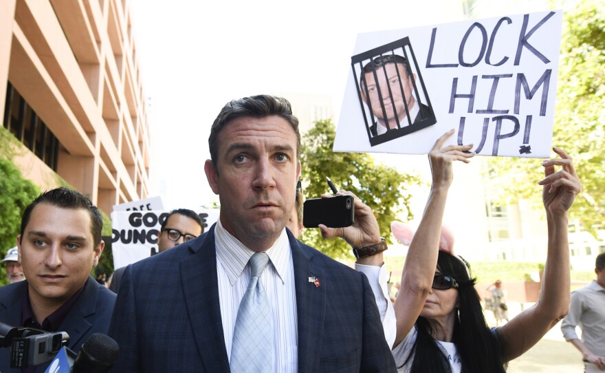 Rep. Duncan Hunter, R-Calif.,  leaves federal court after a hearing in San Diego in July.