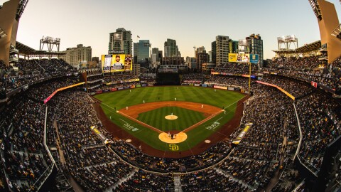 SAN DIEGO, CA - APRIL 14: General View of the ballpark as the San Diego Padres face against the Atlanta Braves on April 14, 2022 during Opening Day at Petco Park in San Diego, California. (Photo by Matt Thomas/San Diego Padres/Getty Images)