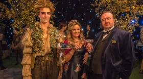 (L-R) Sebastian Brudenell (Patrick Walshe McBride), Lu Shakespeare (Jo Joyner) and Frank Hathaway (Mark Benton) in a scene from SHAKESPEARE & HATHAWAY-PRIVATE INVESTIGATORS: “Ill Met By Moonlight."
