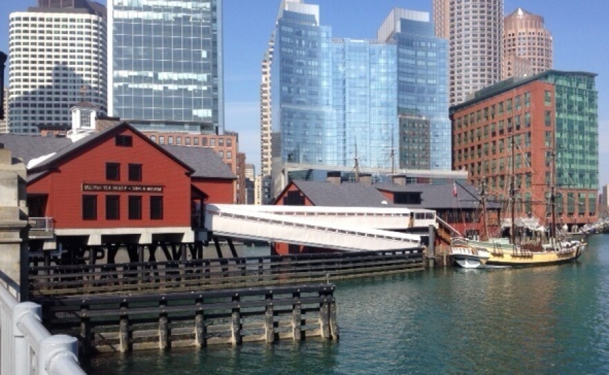 The Boston Tea Party Museum sits right on the edge of the harbor. With rising sea levels and the increasing threat of strong storms, buildings like these are at particular risk of flooding.
