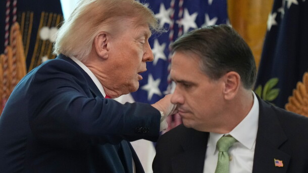 President Donald Trump walks past Attorney General Todd Blanche after speaking at a roundtable event in the East Room of the White House, Wednesday, Oct. 21, 2026, in Washington.