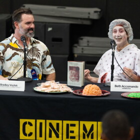 Author and neuroscientist Bradley Voytek and Cinema Junkie "undead" host Beth Accomando. Aug. 22, 2026