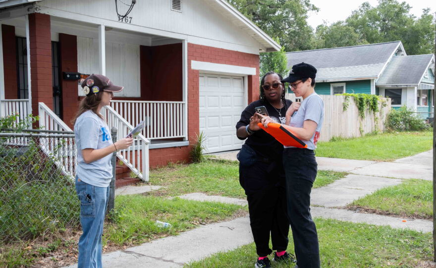 Florida Rising volunteers canvass a neighborhood in Jacksonville, Fla.