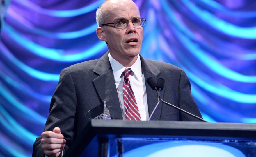 Honoree Bill McKibben accepts the EMA Lifetime Achievement Award onstage during the 23rd Annual Environmental Media Awards presented by Toyota and Lexus at Warner Bros. Studios on Oct. 19, 2013, in Burbank, California.