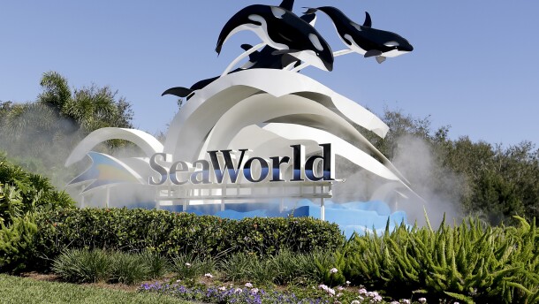 The entrance to Sea World is seen, in Orlando, Fla. SeaWorld, Jan. 31, 2017. 