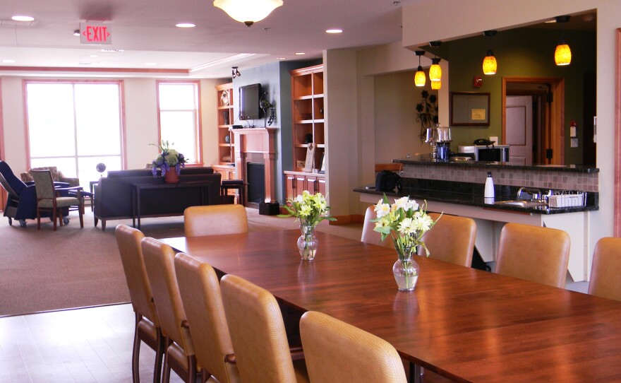 At the Baltimore Green House, every resident has a private room that's close to the common areas, shown here.