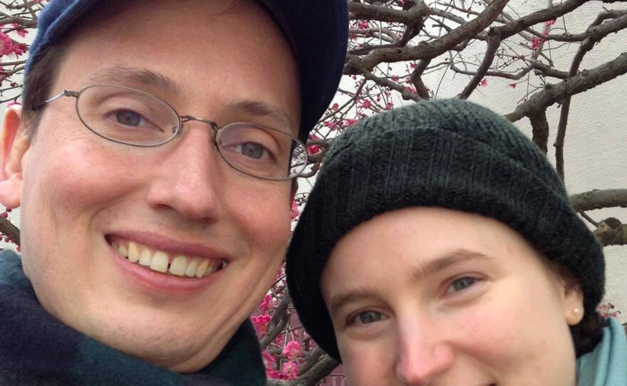 Tim Goliver and his wife, Christine, last year in Washington, D.C. Goliver was 21 when he first developed a stomach bug, and then Guillain-Barre.