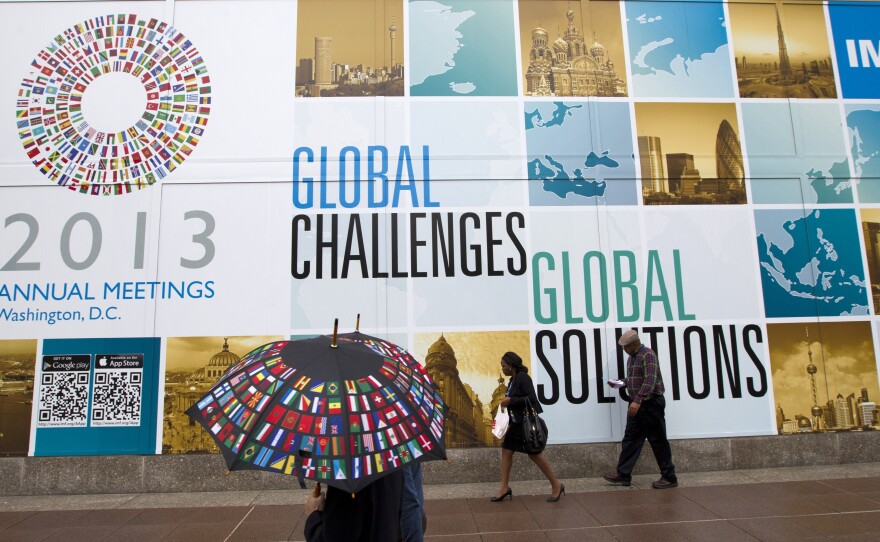 The annual meetings of the International Monetary Fund and the World Bank began Thursday in Washington amid a partial government shutdown. Many delegates are concerned that the U.S. budget impasse may threaten global economic stability.