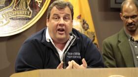 New Jersey Gov. Chris Christie gives a press conference on Hurricane Sandy in Old Bridge, N.J., on Monday.