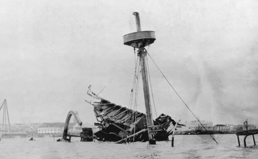 The remains of the battleship USS Maine, which was blown up in Havana Harbour, triggering the Spanish-American War.