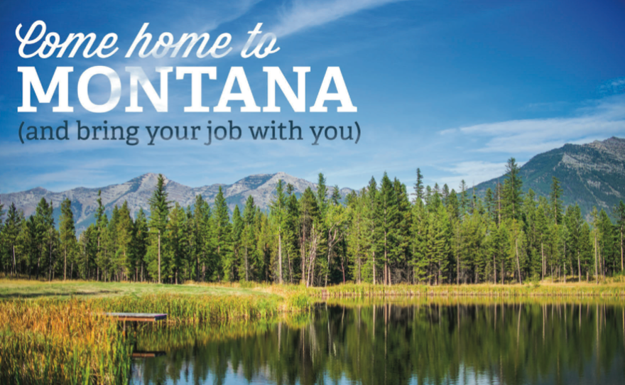 Greg Gianforte is distributing a brochure urging workers to "come home to Montana" and telework from there.