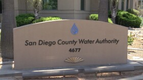 The sign in front of the San Diego County Water Authority headquarters in Kearny Mesa, July 13, 2023.