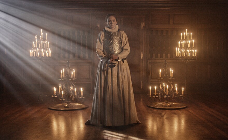 Lily Cole as Queen Elizabeth, delivering her speech at Tilbury, 1588.