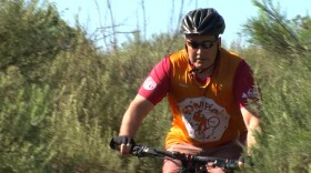 Kevin Loomis, president of the San Diego Mountain Biking Association, rides in Mission Trails Regional Park, March 28, 2017.