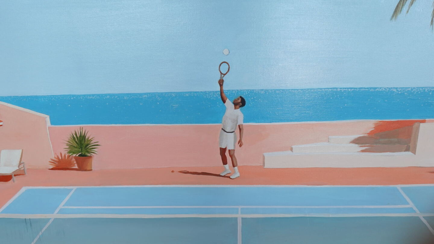 Fredo Gillis’ painting, “Match Point,” 2026.