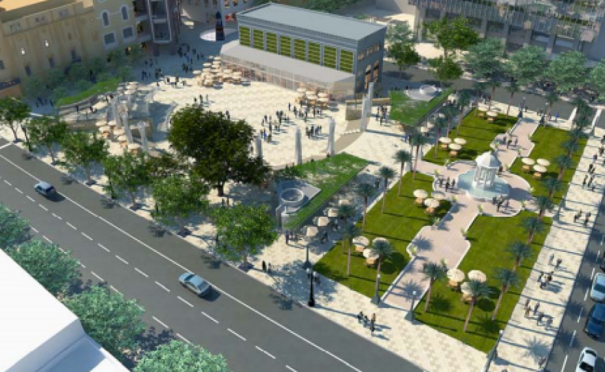 A rendering of the park planned for Horton Plaza.