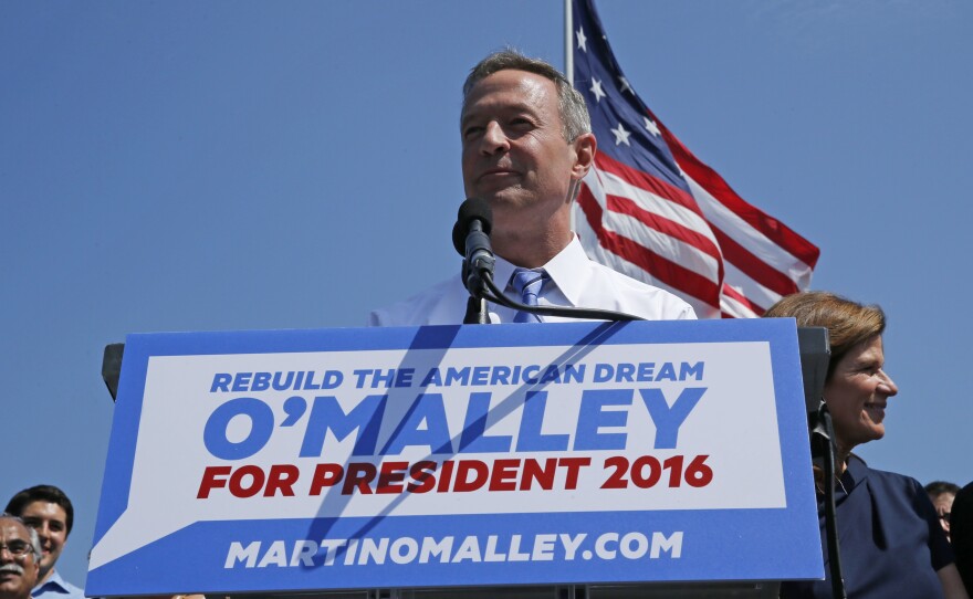 Former Maryland Governor Martin O'Malley as he announces his intention to seek the Democratic presidential nomination during a speech in Federal Hill Park in Baltimore, Maryland.