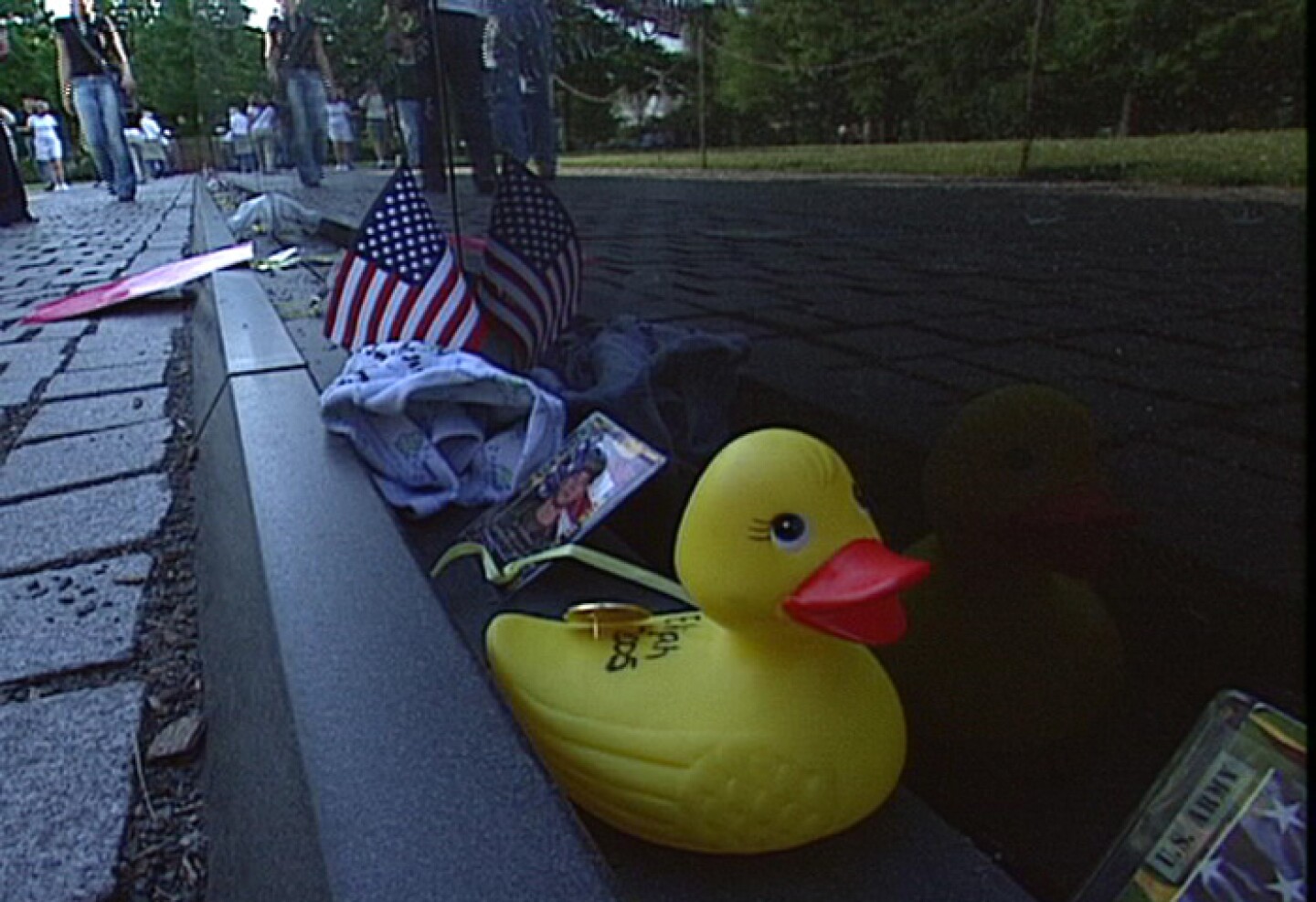 A rubber duck left at the Vietnam Veterans Memorial.