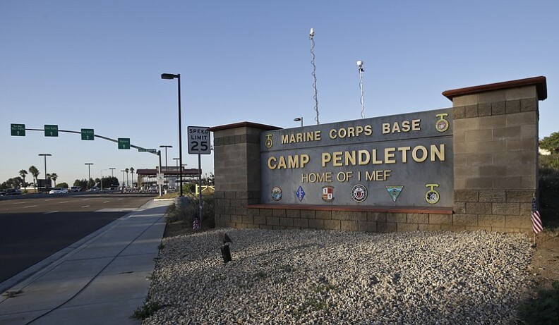 The main gate of Camp Pendleton Marine Base is shown in this undated photo. 