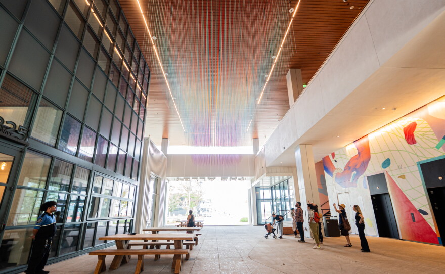 San Diego Design Week participants tour public art installations in an undated photo.