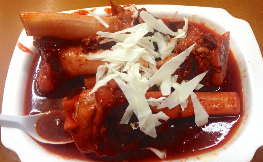 Sup tulang, as this dish is called in Singapore, is Malay for "bone soup." The fattiness of the marrow is rounded out the chile, tomato, fennel, cumin and ginger.