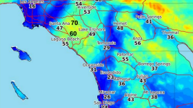 This map of San Diego County shows projected wind speeds for Friday, Dec. 2 and Saturday Dec. 3.
