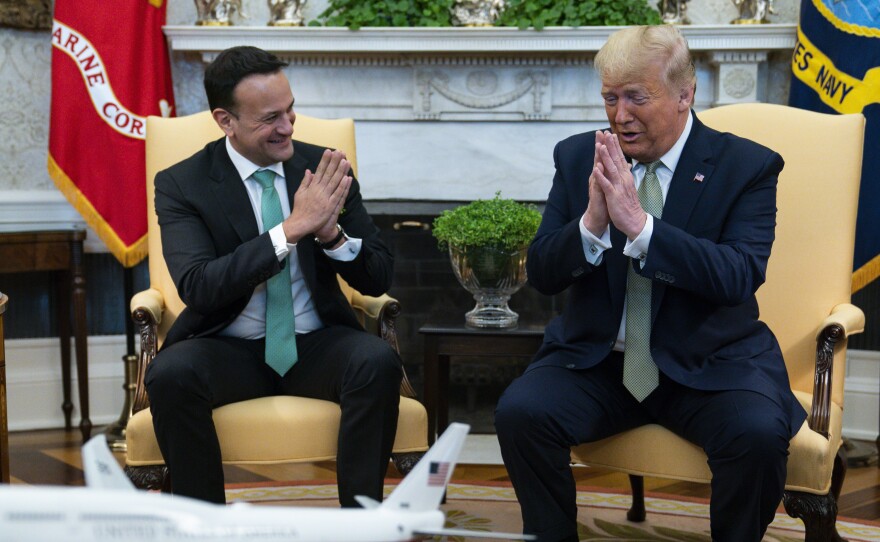 President Trump and Irish Prime Minister Leo Varadkar joked about not shaking hands as they met at the White House on Thursday.