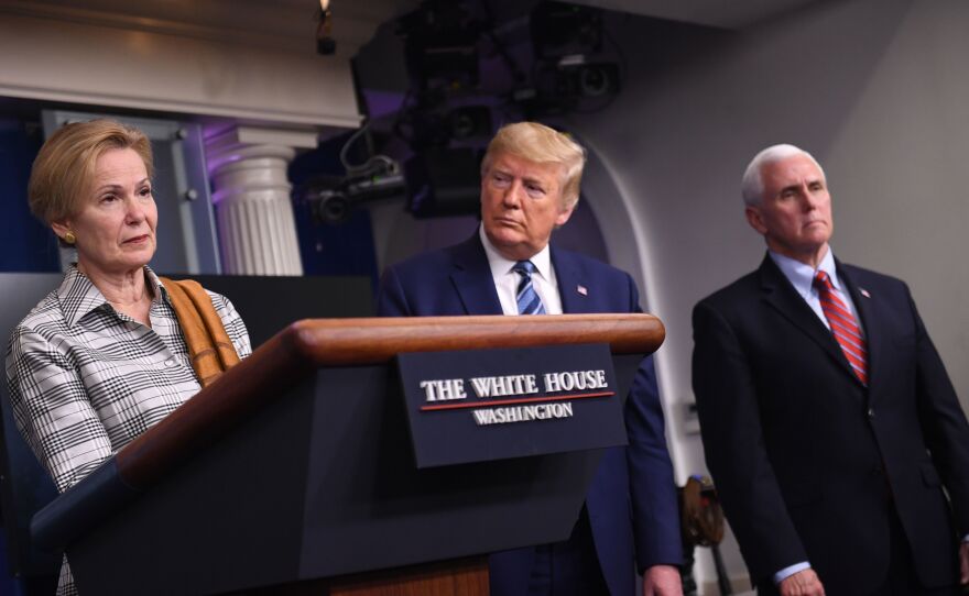 Deborah Birx, response coordinator for the coronavirus task force, speaks after a meeting at the White House on April 5.