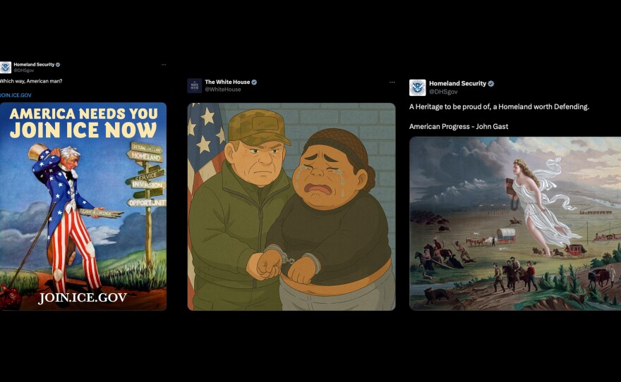 White supremacist tropes and ironic viral jokes posted on official government social media accounts illustrate the Trump administration's project of redefining who belongs in the United States.