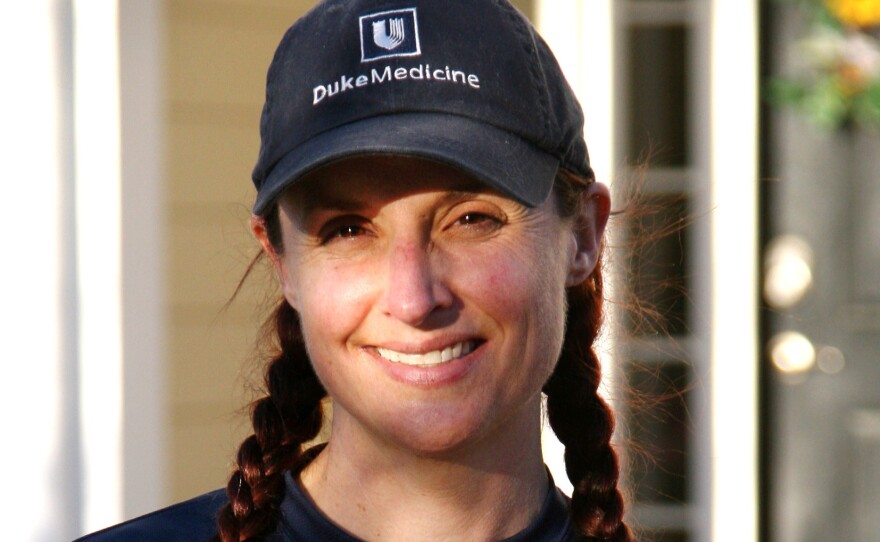 Demi Clark at home in Mount Pleasant, S.C., after running 20 miles on March 30.