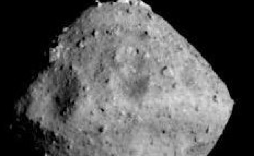 Asteroid Ryugu, photographed on June 26 by the Hayabusa2 spacecraft, was the Japanese mission's destination. The craft will travel alongside the asteroid for 18 months.