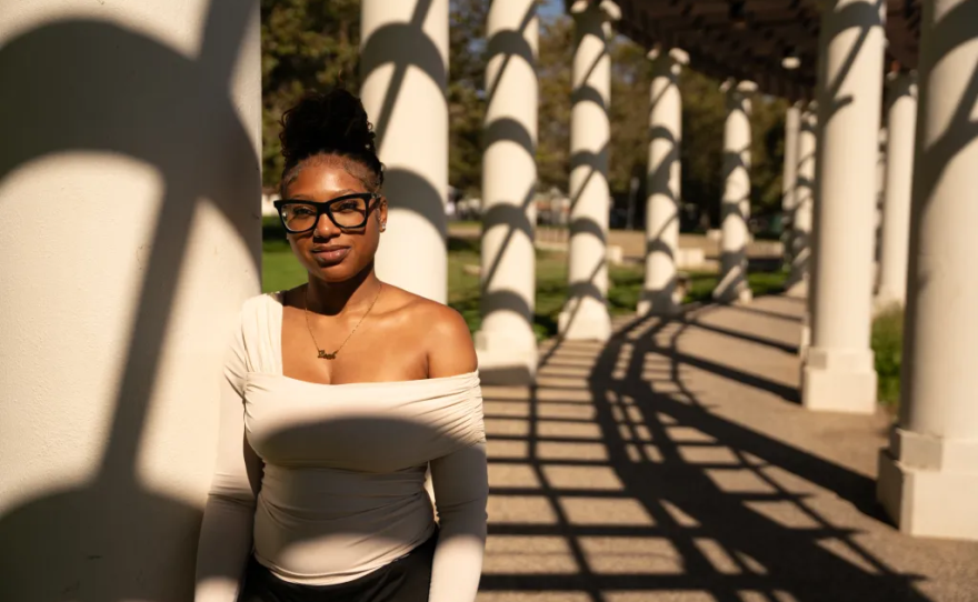 Leah West, 17, in Oakland on Aug. 16, 2024, is in 12th grade at Oakland High School. Photo by Florence Middleton, CalMatters