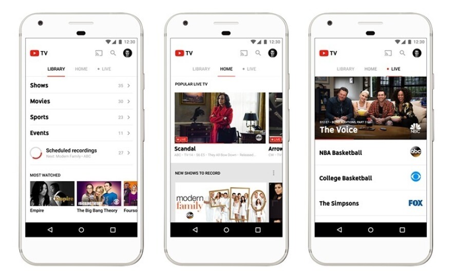 YouTube TV initially offers about 40 channels to subscribers in five of the largest U.S. markets.