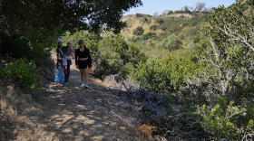 Hikers use a new trailhead into Ruffin Canyon on Friday, April 17, 2026.