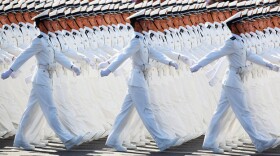 Chinese People's Liberation Army sailors march past Beijing's Tiananmen Square in October of 2009 during celebrations of the 60th anniversary of the founding of the People's Republic of China.