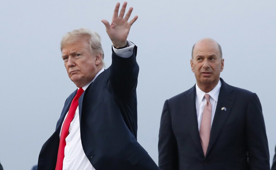 President Trump, joined by Gordon Sondland, the U.S. ambassador to the European Union, in Brussels, Belgium.