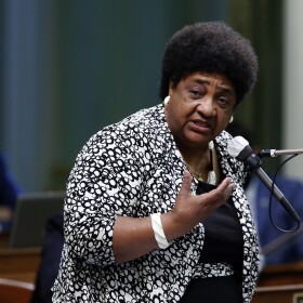 Then-Assemblywoman Shirley Weber, D-San Diego, calls on members of the Assembly to approve her measure to place a constitutional amendment on the ballot to let voters decide if the state should overturn its ban on affirmative action programs, at the Capitol in Sacramento, Calif., Wednesday, June 10, 2020.