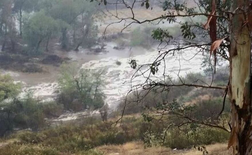 Flooding in Ramona is pictured, July 19, 2015.