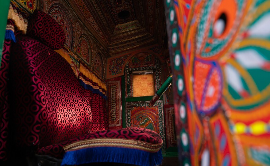 The interior of a truck in Rawalpindi. For the drivers and the artists who decorate their vehicles, Pakistani trucks are more than just trucks.